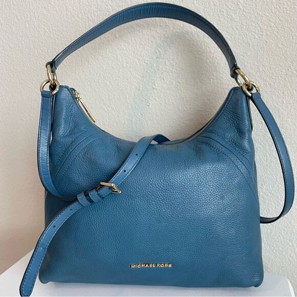 MICHAEL KORS Blue Hobo Nolita Aria Shoulder Bag Fulton Bedford Crossbody - Picture 5 of 11